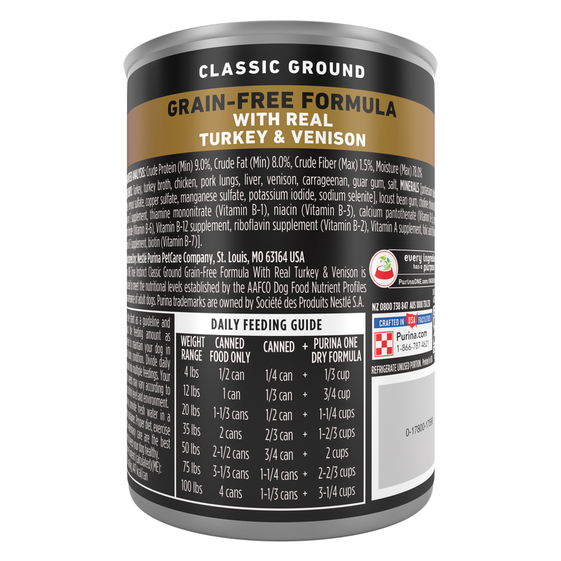 Purina ONE Wet Dog Food True Instinct Classic Ground Grain-Free Formula With Real Turkey And Venison High Protein Wet Dog Food