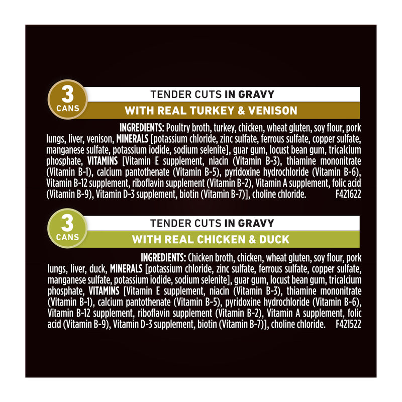 Purina ONE True Instinct Tender Cuts in Gravy With Real Turkey and Venison, and With Real Chicken and Duck High Protein Wet Dog Food Variety Pack