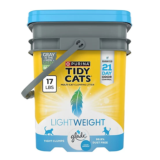 Purina Tidy Cats Glade Clear Springs Scented Clumping Clay Multi-Cat Low Dust Cat Litter, 17lb