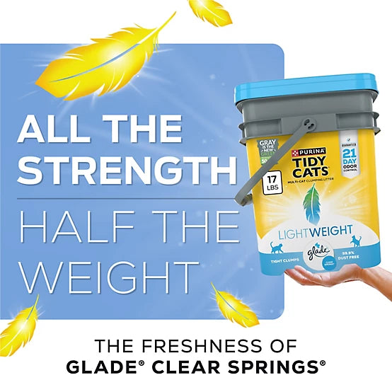 Purina Tidy Cats Glade Clear Springs Scented Clumping Clay Multi-Cat Low Dust Cat Litter, 17lb