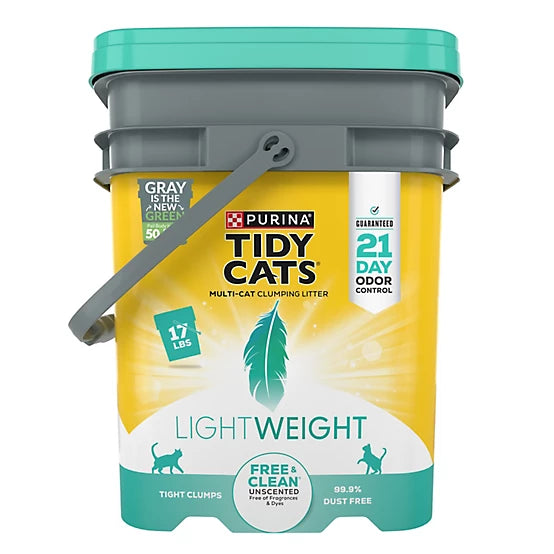 Purina Tidy Cats Low Dust Clumping Cat Litter Lightweight Free & Clean Unscented Multi Cat Litter, 17lb