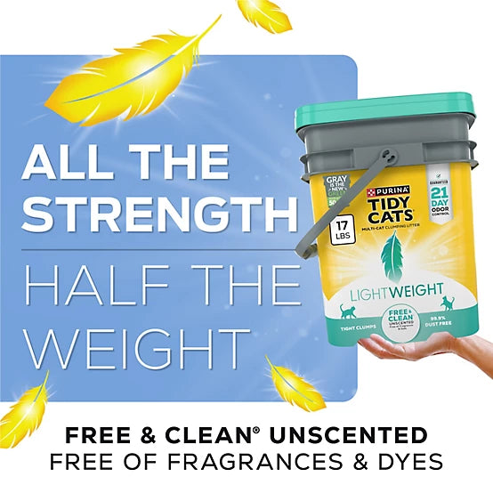 Purina Tidy Cats Low Dust Clumping Cat Litter Lightweight Free & Clean Unscented Multi Cat Litter, 17lb