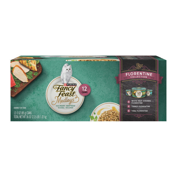 Purina Fancy Feast Medleys Florentine Collection Gourmet Wet Cat Food Variety Pack - (12) 3 oz. Cans
