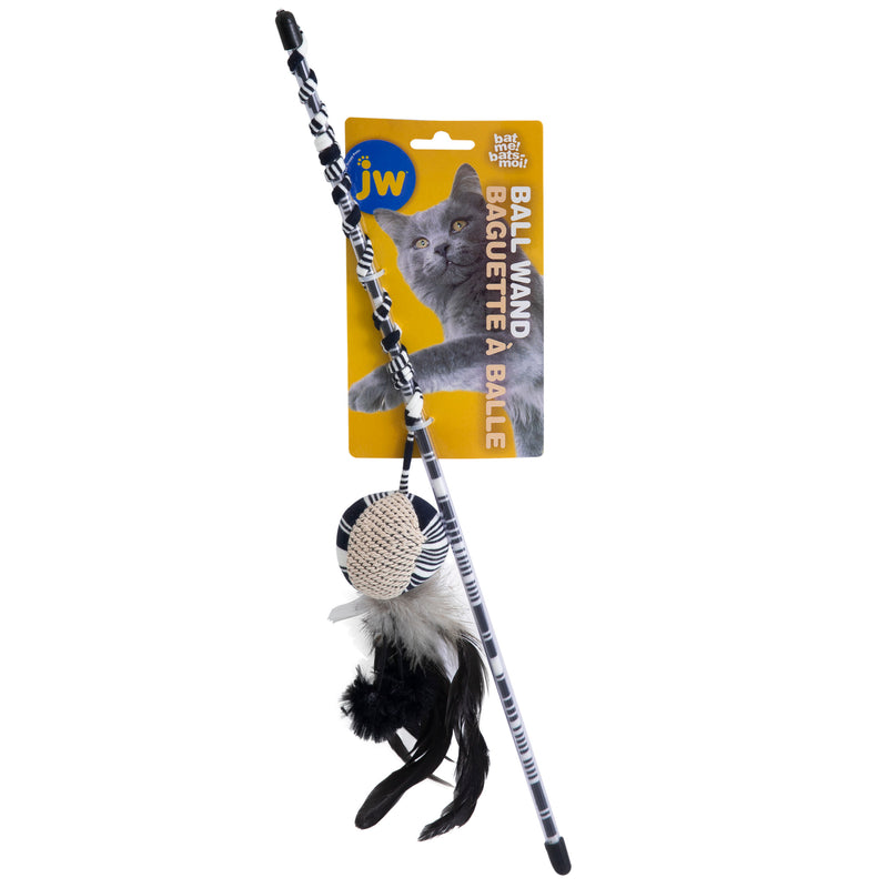 JW Feather Ball Cat Wand Toy