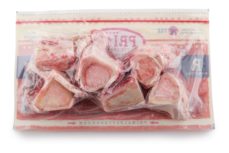 Primal Raw Recreational Bones for Dogs & Cats - 6-Pack Small Beef Marrow