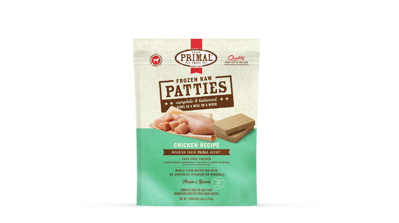 Primal Dog Frozen Raw Patties - 6lb Chicken Recipe