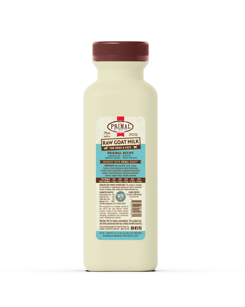 Primal Frozen Raw Goat Milk for Dogs & Cats - 16oz Original