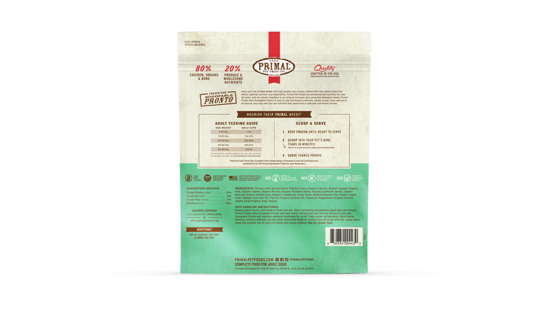 Primal Dog Frozen Raw Pronto - 4lb Chicken Recipe
