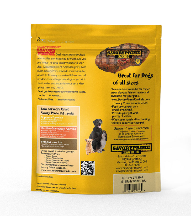 Savory Prime AMERICAN Mini Retriever Rolls White for Dogs - 7 pk