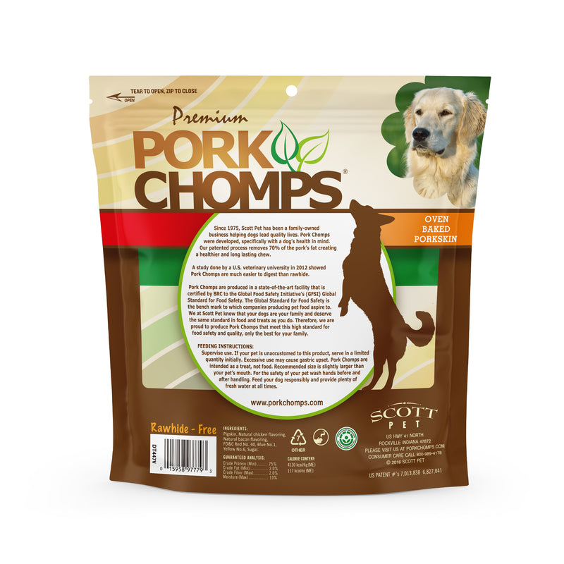 Pork Chomps 6-inch Baked Pork Skin Assorted Flavor Twists, 12 count Dog Chews