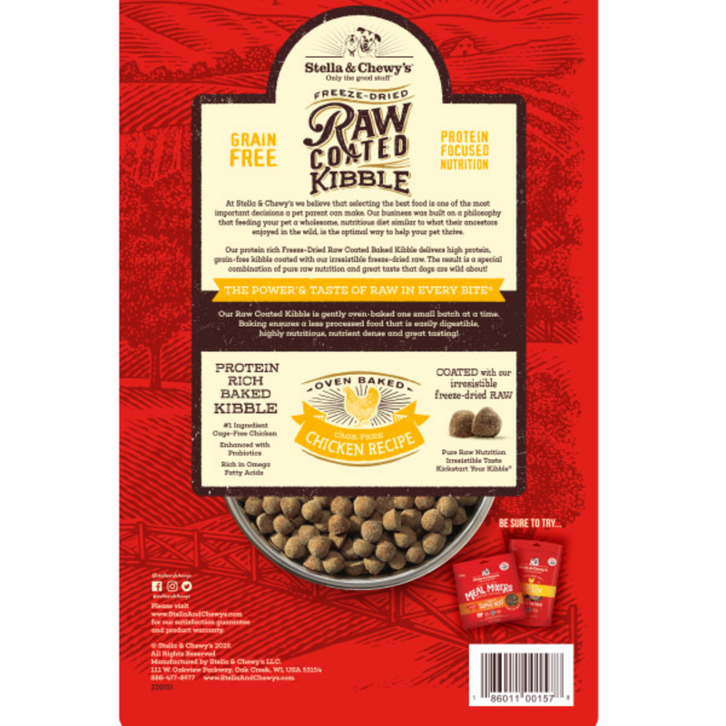 Stella & Chewy's Baked Kibble for Dogs - Raw Coated Cage-Free Chicken Recipe - 3.5 lb. Bag