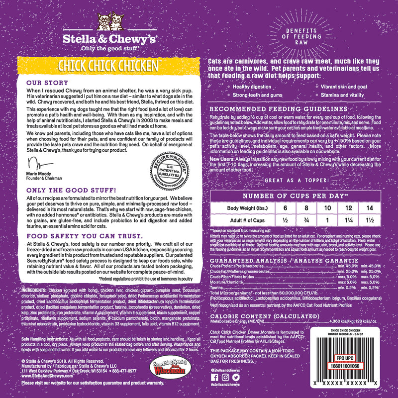 Stella & Chewy's Chick Chick Chicken Dinner Morsels Freeze-Dried Raw Cat Food