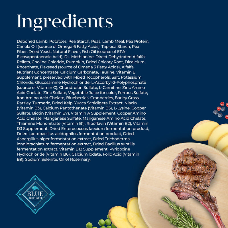 Blue Buffalo Basics Adult Large Breed Grain-Free Dry Dog Food for Skin & Stomach Care, Limited Ingredient Diet, Made in the USA with Natural Ingredients, Lamb & Potato Recipe, 22-lb Bag