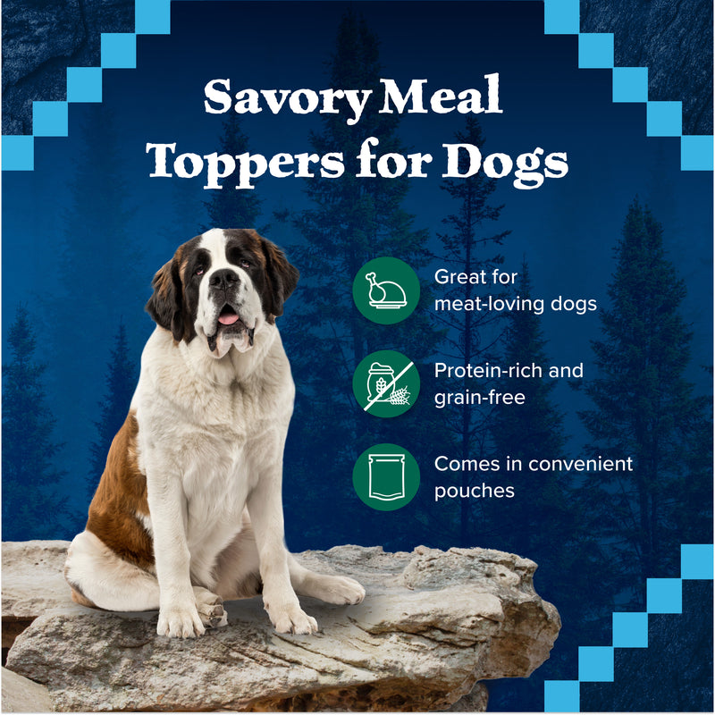 Blue Buffalo Wilderness Trail Toppers Wild Cuts Natural High-Protein Dog Wet Food, Duck Bites in Hearty Gravy, 3-oz Pouch