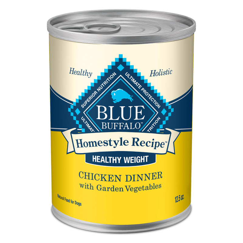Blue Buffalo Homestyle Recipe Healthy Weight Adult Wet Dog Food, Chicken Dinner With Garden Vegetables, 12.5-oz. Can