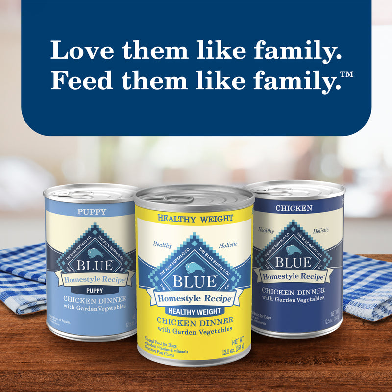 Blue Buffalo Homestyle Recipe Healthy Weight Adult Wet Dog Food, Chicken Dinner With Garden Vegetables, 12.5-oz. Can
