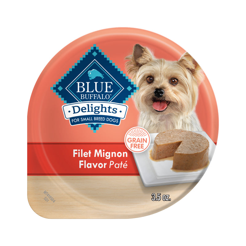 Blue Buffalo Delights Small Breed Natural Wet Dog Food, Filet Mignon Paté, 3.5-oz. Cup