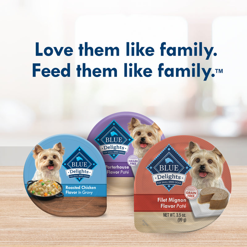 Blue Buffalo Delights Small Breed Natural Wet Dog Food, Filet Mignon Paté, 3.5-oz. Cup
