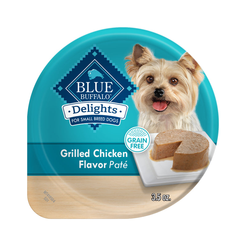 Blue Buffalo Delights Small Breed Natural Wet Dog Food, Grilled Chicken Paté, 3.5-oz. Cup