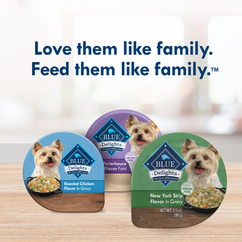 Blue Buffalo Delights Small Breed Natural Wet Dog Food, NY Strip Flavor in Gravy, 3.5-oz. Cups
