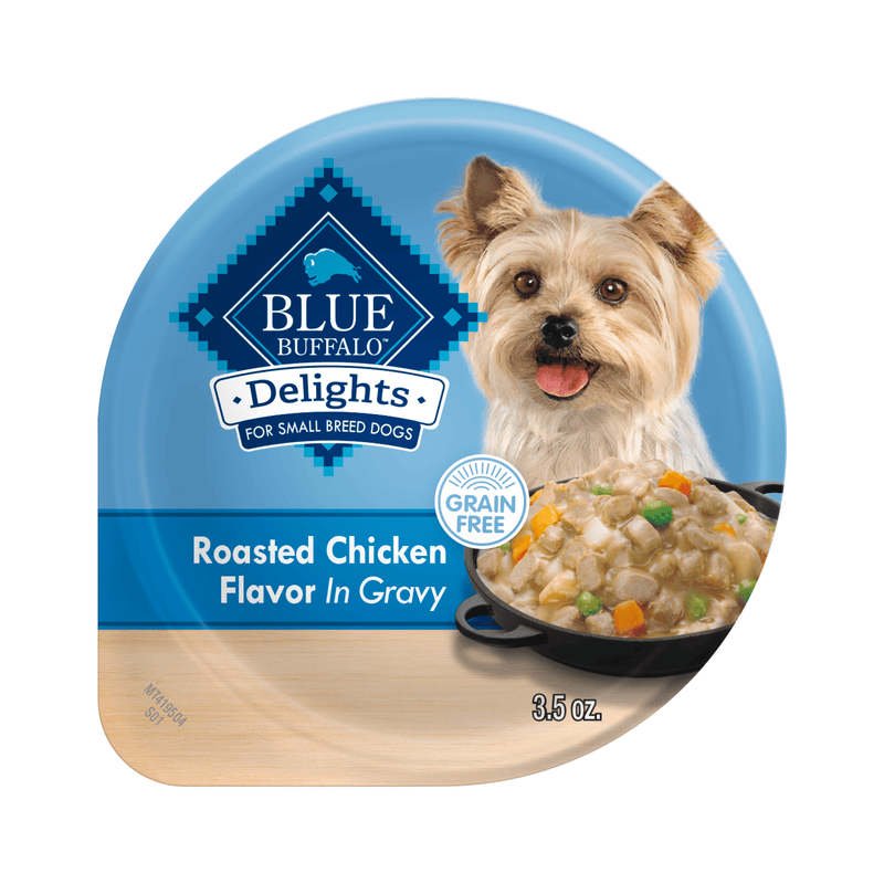Blue Buffalo Delights Small Breed Natural Wet Dog Food, Rotisserie Chicken Flavor in Gravy, 3.5-oz. Cup