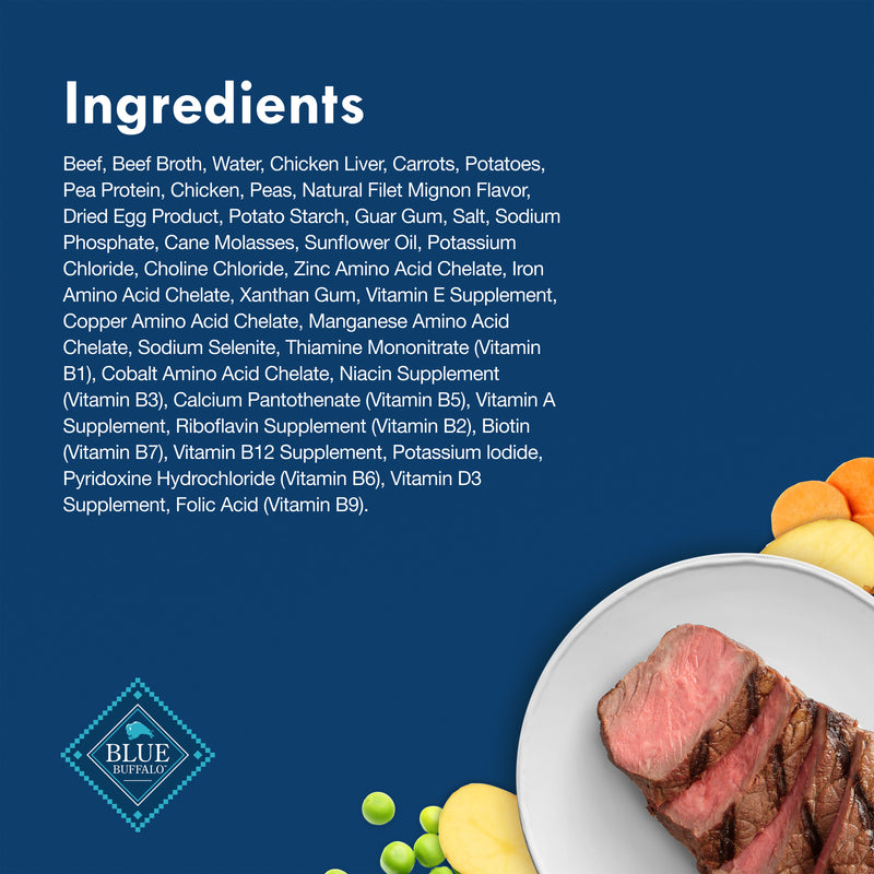 Blue Buffalo Delights Small Breed Natural Wet Dog Food, Filet Mignon Flavor in Gravy, 3.5-oz. Cups