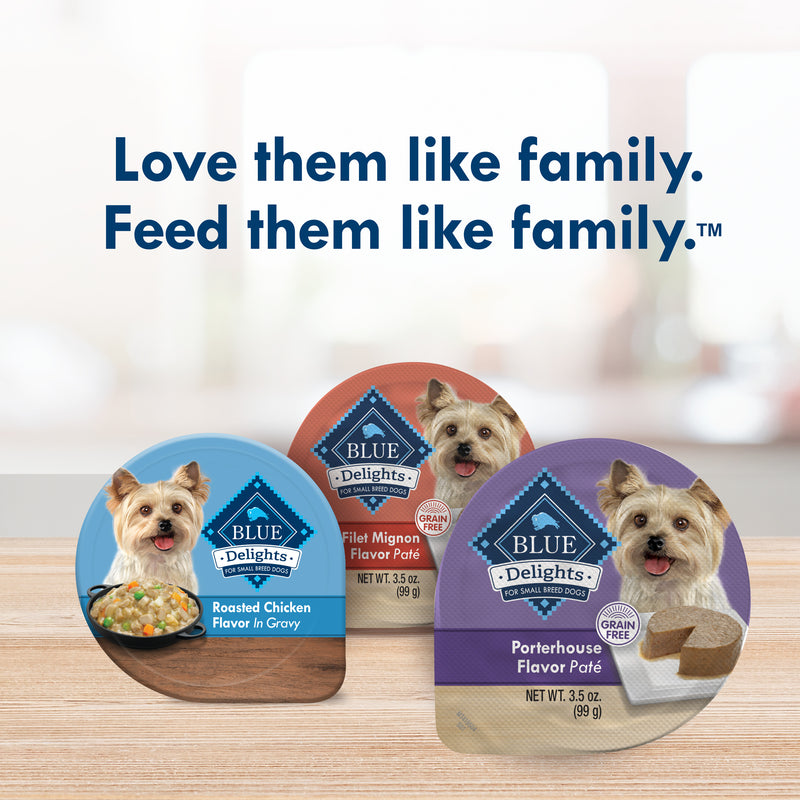 Blue Buffalo Delights Small Breed Natural Wet Dog Food, Porterhouse Paté, 3.5-oz. Cup