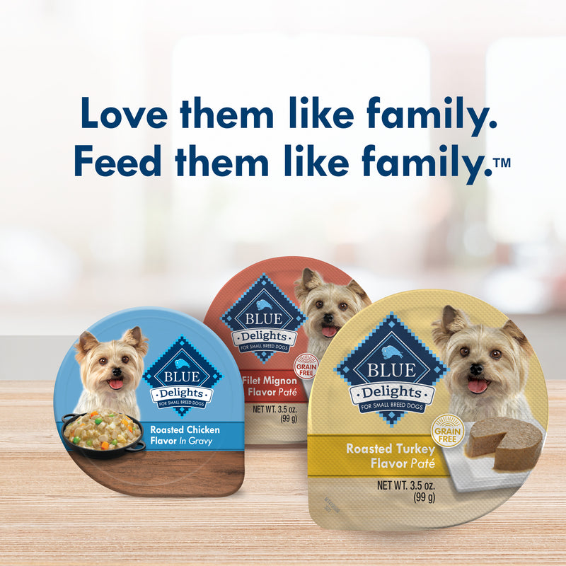 Blue Buffalo Delights Small Breed Natural Wet Dog Food, Roasted Turkey Paté, 3.5-oz. Cup
