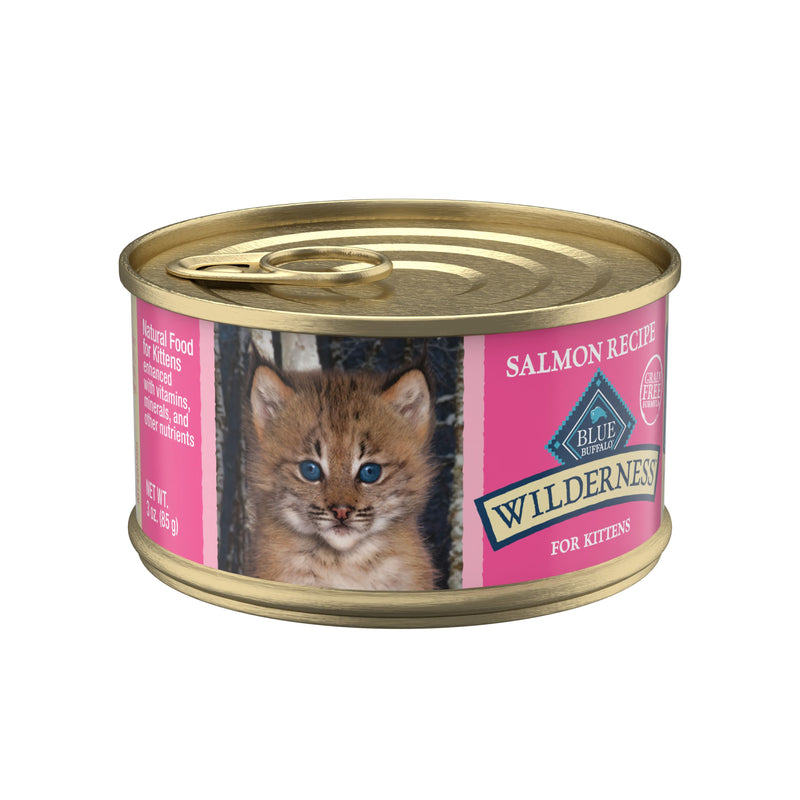 Blue Buffalo Wilderness Natural High Protein Grain Free Wet Food for Kittens, Salmon Pate, 3-oz