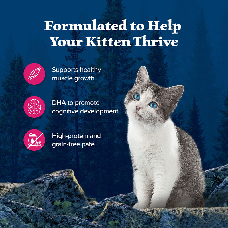 Blue Buffalo Wilderness Natural High Protein Grain Free Wet Food for Kittens, Salmon Pate, 3-oz