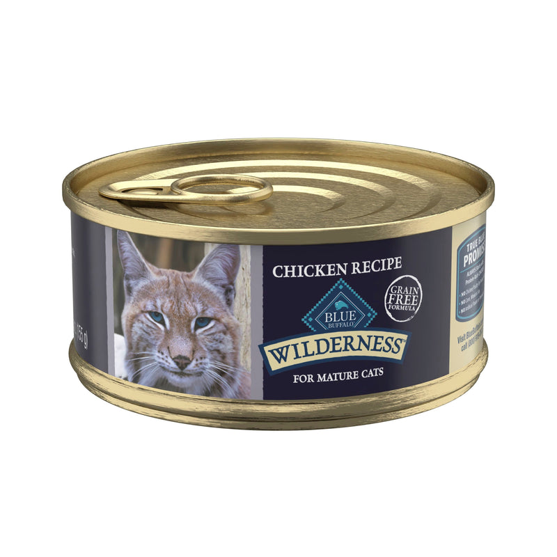 Blue Buffalo Wilderness High-Protein Grain-Free Wet Food For Adult Cats 7+, Chicken Recipe, 5.5-oz. Can