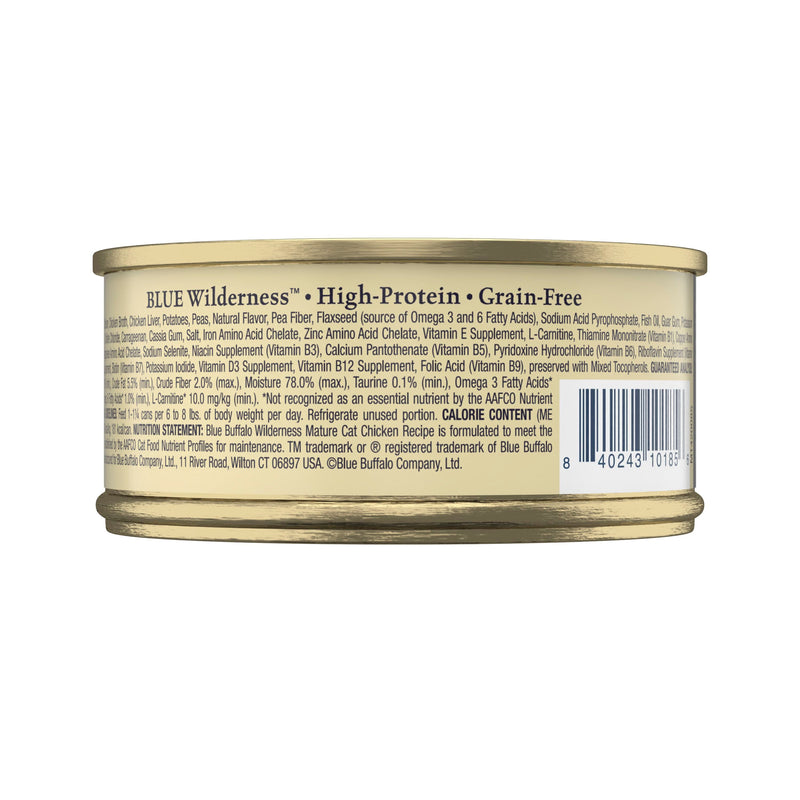Blue Buffalo Wilderness High-Protein Grain-Free Wet Food For Adult Cats 7+, Chicken Recipe, 5.5-oz. Can