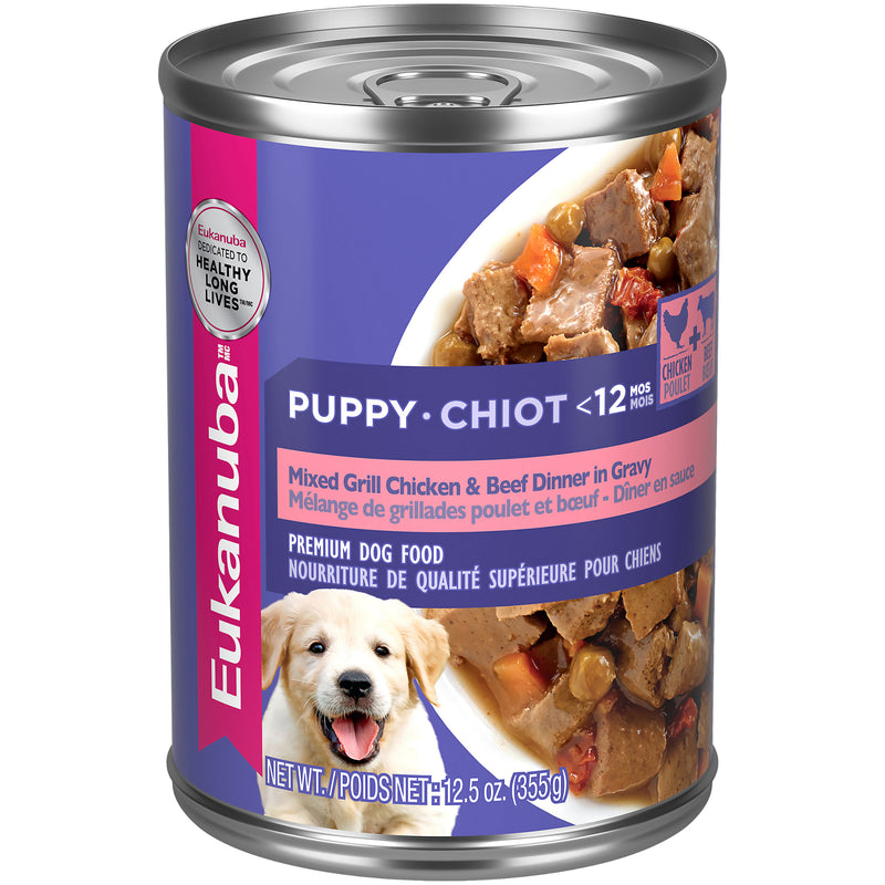 Eukanuba Puppy Mixed Grill Chicken & Beef Dinner in Gravy Canned Dog Food, 12.5 oz, case of 12