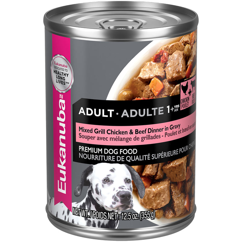 Eukanuba Adult Mixed Grill Chicken & Beef Dinner in Gravy Canned Dog Food, 12.5 oz, case of 12