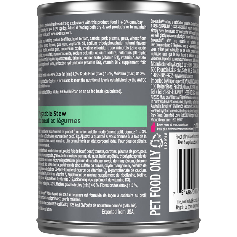 Eukanuba Adult Beef & Vegetable Stew Canned Dog Food, 12.5 oz, case of 12