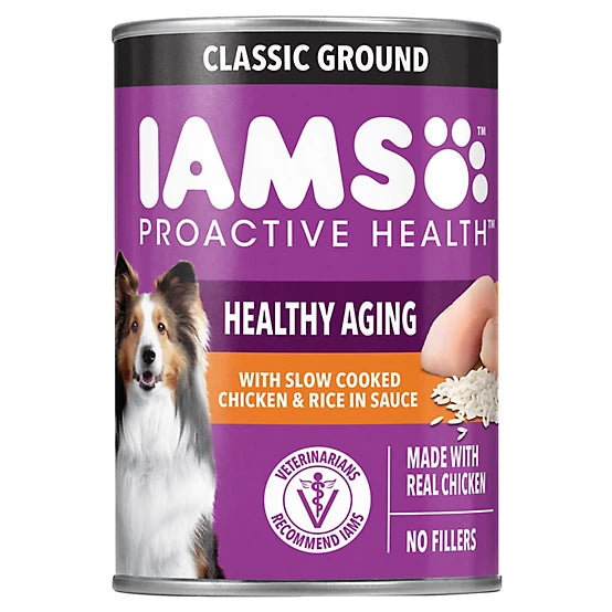 Iams Proactive Health Senior Cooked Chicken and Rice Classic Ground Wet Dog Food, 13 oz.