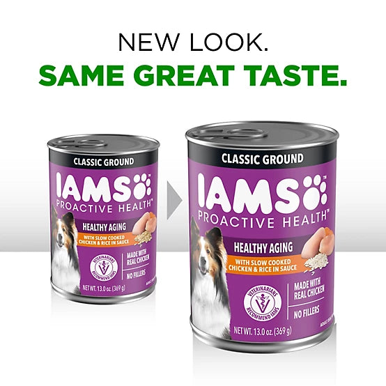 Iams Proactive Health Senior Cooked Chicken and Rice Classic Ground Wet Dog Food, 13 oz.