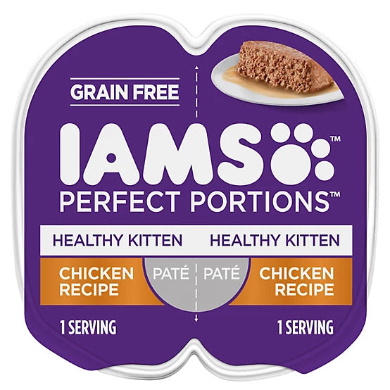 Iams Perfect Portions Kitten Grain-Free Chicken Pate Wet Cat Food, 2.6 oz.