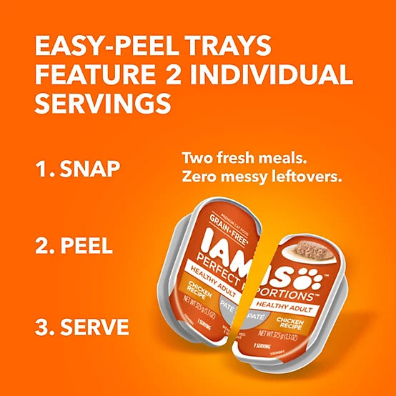 Iams Perfect Portions Kitten Grain-Free Chicken Pate Wet Cat Food, 2.6 oz.