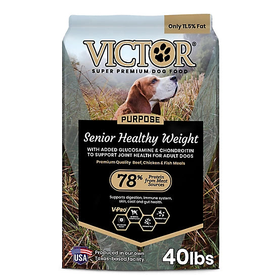 Victor Purpose Healthy Weight Senior Beef Recipe Dry Dog Food, 40lb