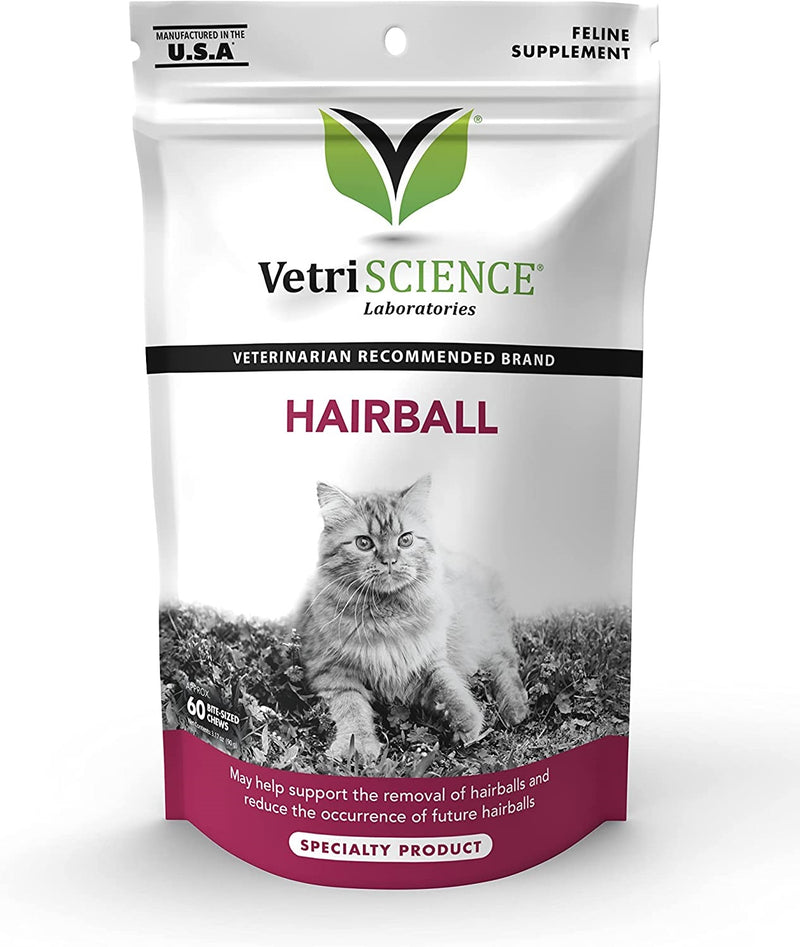 VetriScience Hairball Control Supplement for Cats, Chew, Chicken Liver Flavor 60 Count