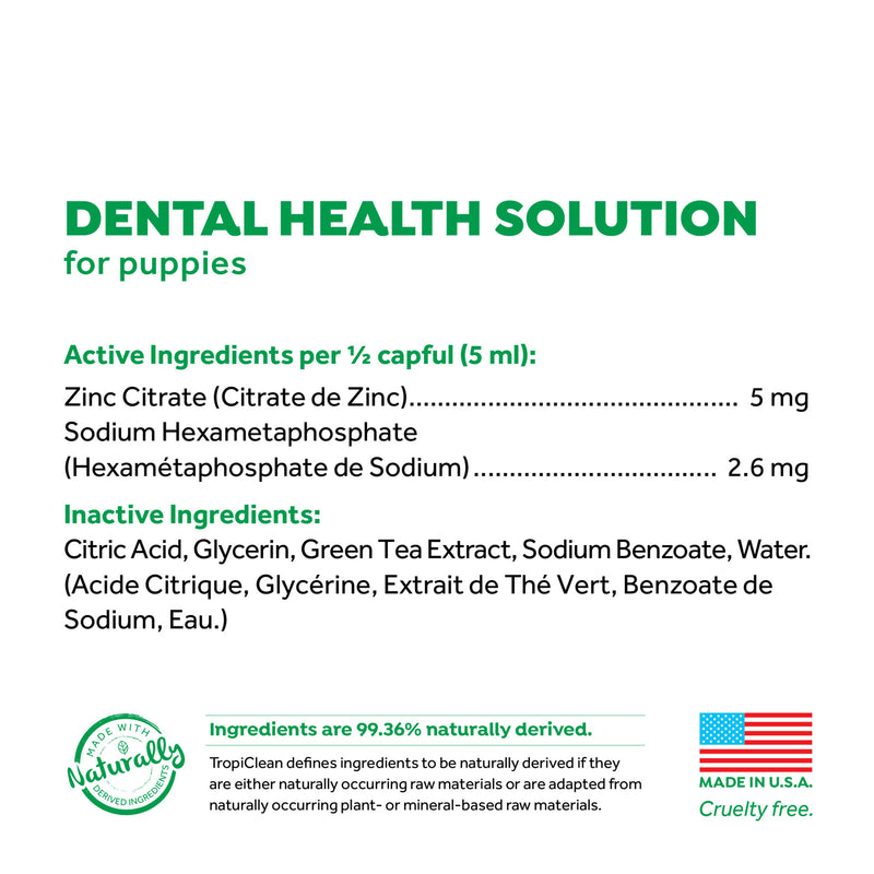 TropiClean Fresh Breath Dental Health Solution for Puppies, 16oz