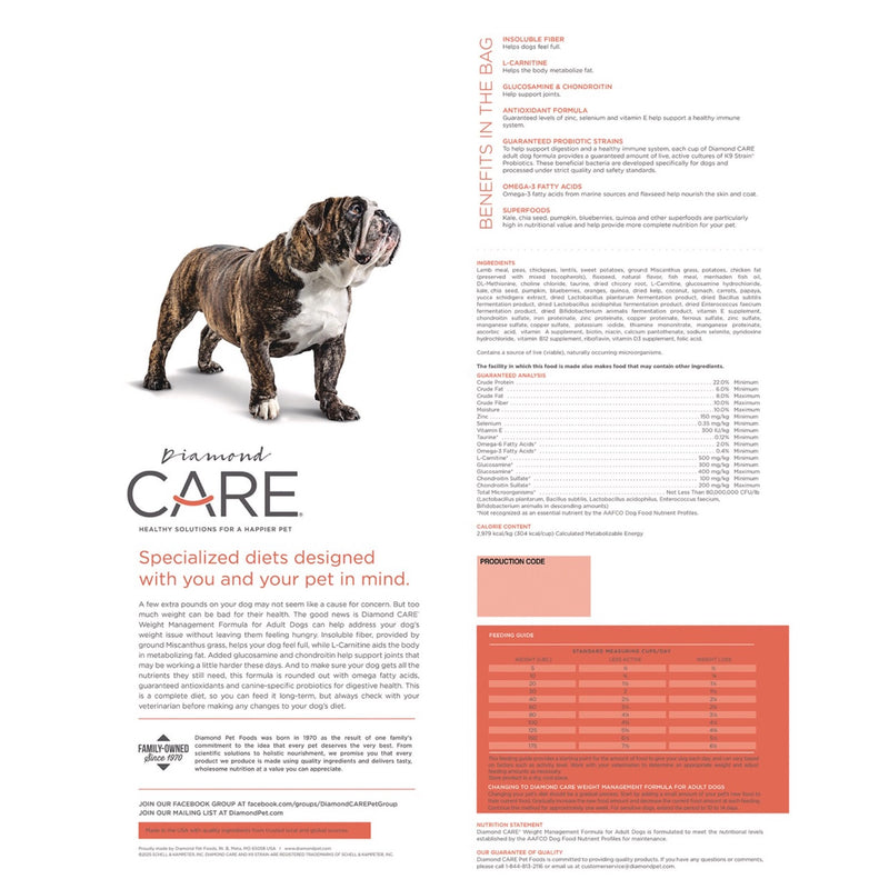 Diamond Care Adult Weight Management Formula Dry Dog Food