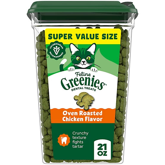 Greenies Natural Dental Care Cat Treats Oven Roasted Chicken Flavor, 21 oz.