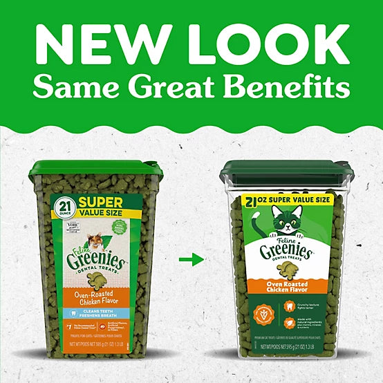 Greenies Natural Dental Care Cat Treats Oven Roasted Chicken Flavor, 21 oz.