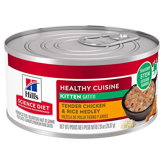 Hill's Science Diet Kitten Healthy Cuisine Tender Chicken and Rice Medley Wet Cat Food, 2.8 oz