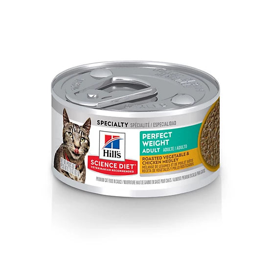 Hill's Science Diet Adult Perfect Weight Roasted Vegetable and Chicken Medley Wet Cat Food, 2.9 oz.