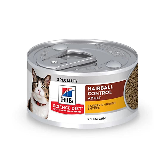 Hill's Science Diet Adult Hairball Control Savory Chicken Entree Wet Cat Food, 2.9 oz