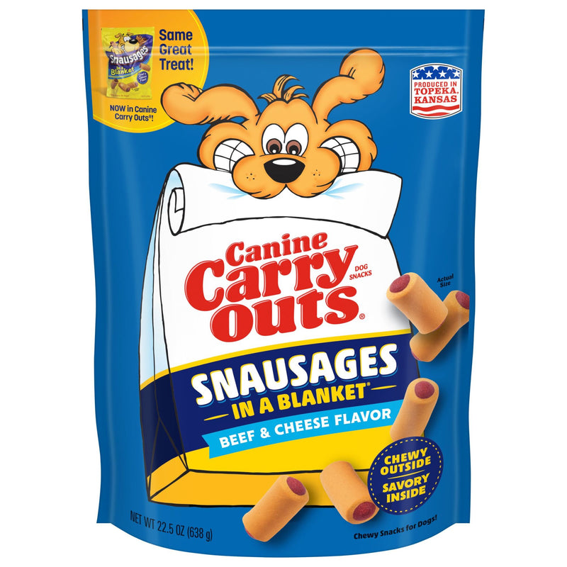 Canine Carry Outs Snausages in a Blanket Chewy Dog Treats, Beef & Cheese Flavor