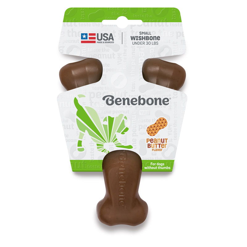Benebone Wishbone  Durable Dog Chew Toy, Real Peanuts Small